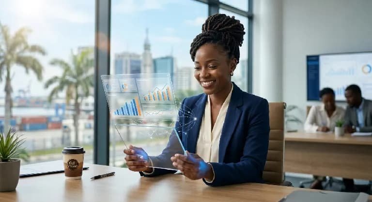 Consultante en IA analysant des données de performance web pour le marché africain.